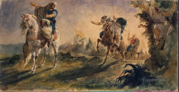  Arab Oil Painting - Delacroix Eugene ZZZ Arab Riders on Scouting Mission